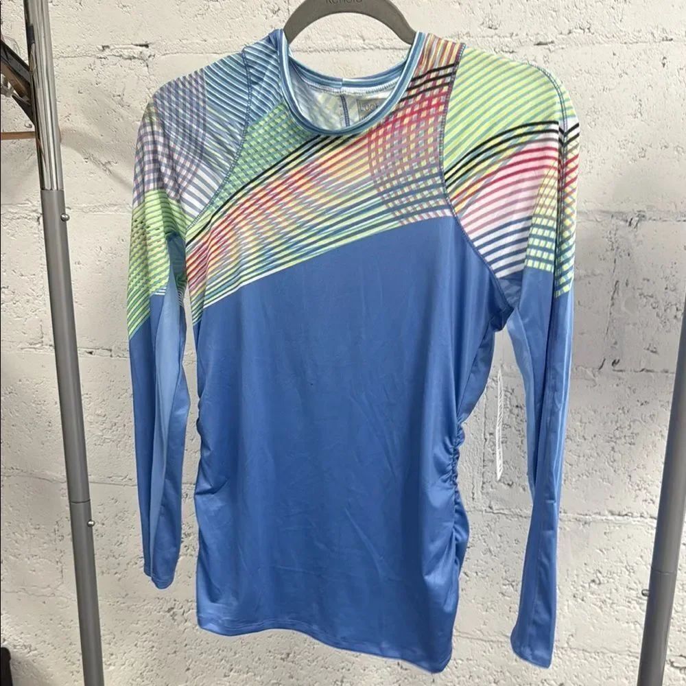 Lucky in Love Blue Ruched Long Sleeve Top - Athletic Top Size Medium BRAND NEW